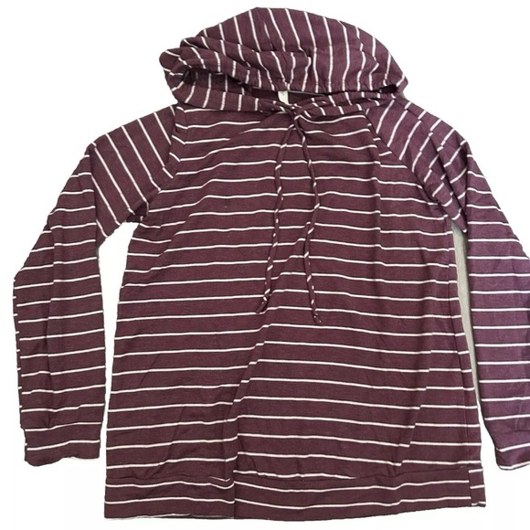 Mia & Tess Lightweight Striped Hoodie Sweatshirt Size Large - Picture 1 of 4